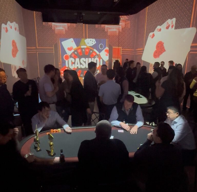Corporate poker party with Texas Hold'em tables in NYC