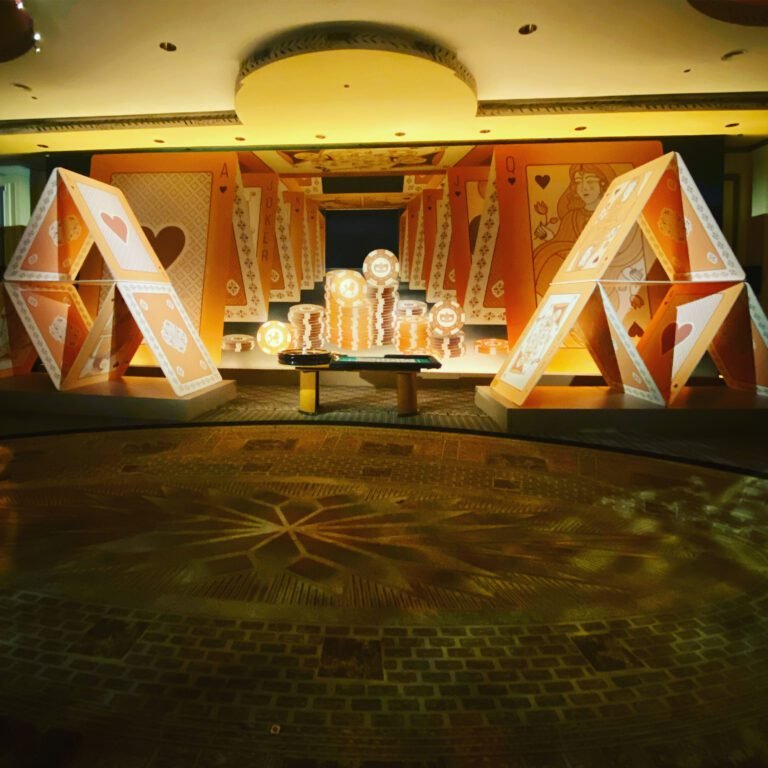 Full-size roulette table set up for a casino party in New York