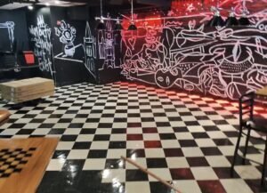 Commercial game room space in New York City before equipment installation