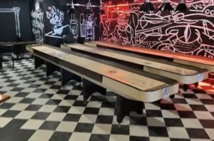 Finished commercial shuffleboard installation at the new New York City location