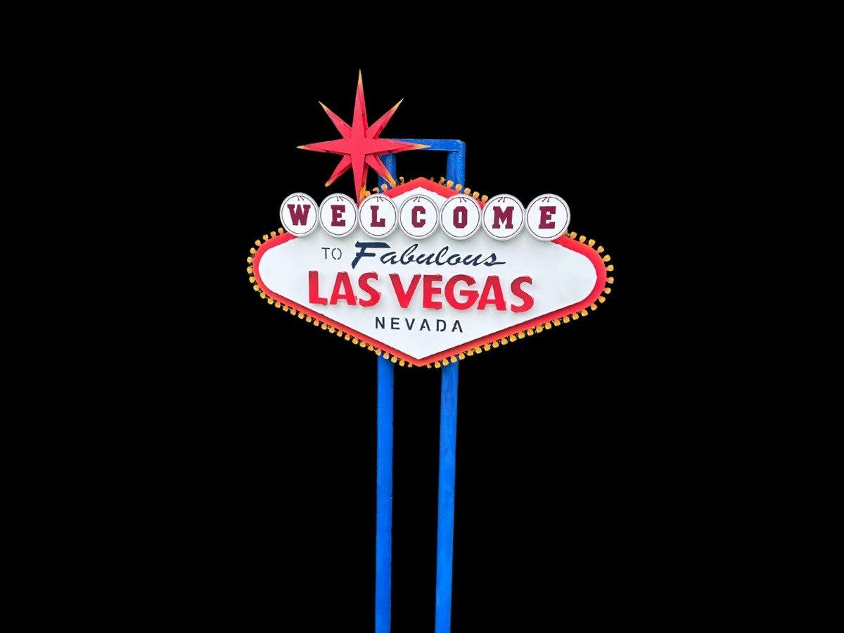 "Welcome to Fabulous Las Vegas" neon sign decor prop for casino theme party rental