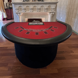 Red felt blackjack table rental for casino parties in New Jersey from Down to the Felt