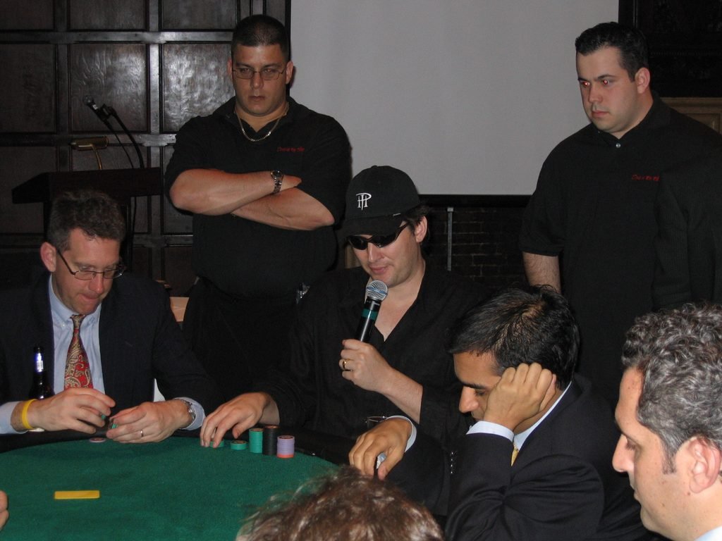 Phil Hellmuth poker strategy class at a Manhattan corporate poker event, Harvard Club NYC