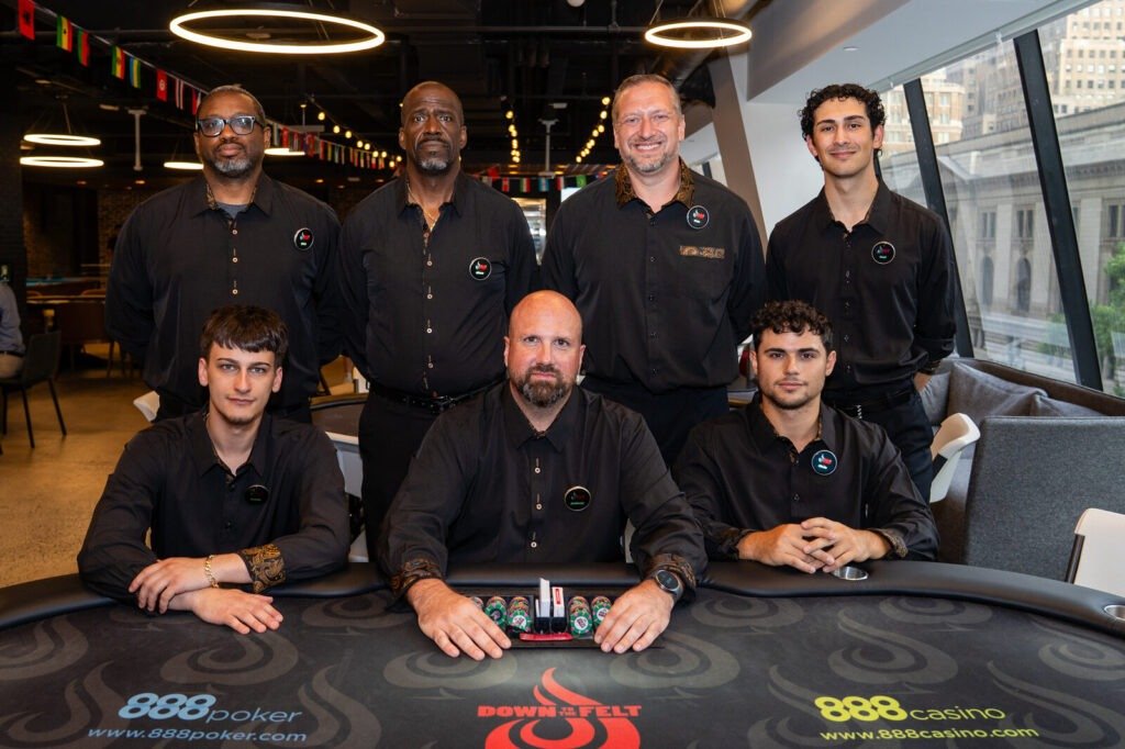 Down to the Felt poker dealer team at a corporate Texas Hold'em table rental event in NYC