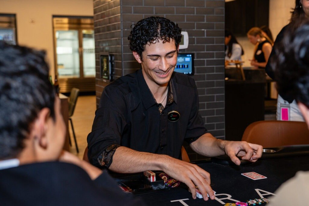 Down to the Felt professional Texas Hold'em dealer at a New Jersey poker table rental